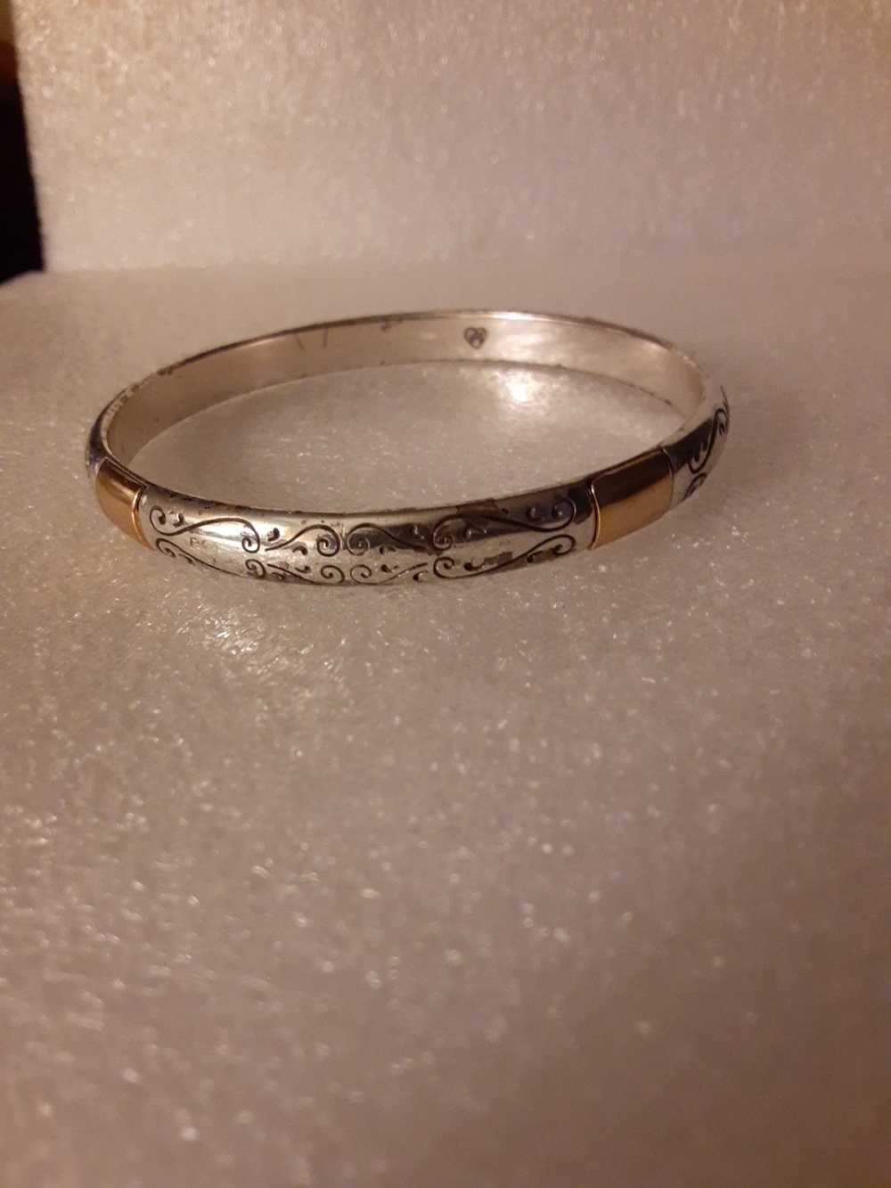 Brighton Venezia Signed Two Tone Bangle Bracelet Silver Gold Tone Stackable